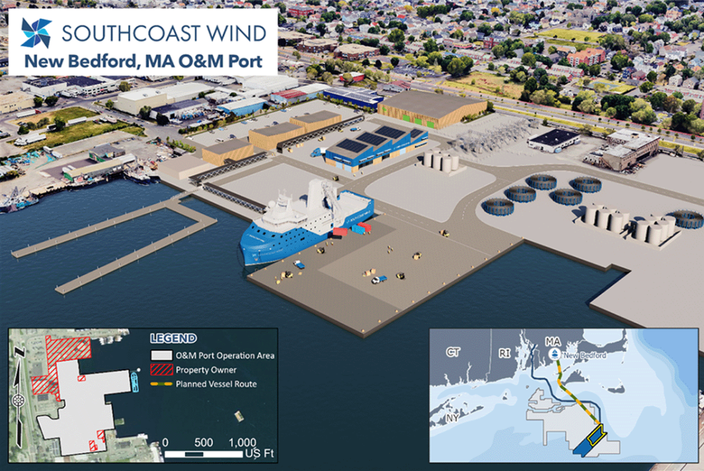 Rendering of SouthCoast Wind’s proposed O&M Port in New Bedford MA.
